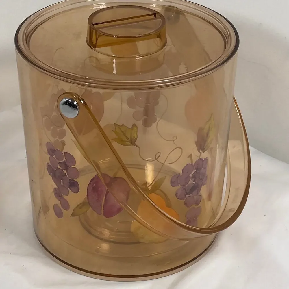Vintage Lucite Acrylic Ice Bucket Tutti Fruitti Design Grapes Pears Plums MCM